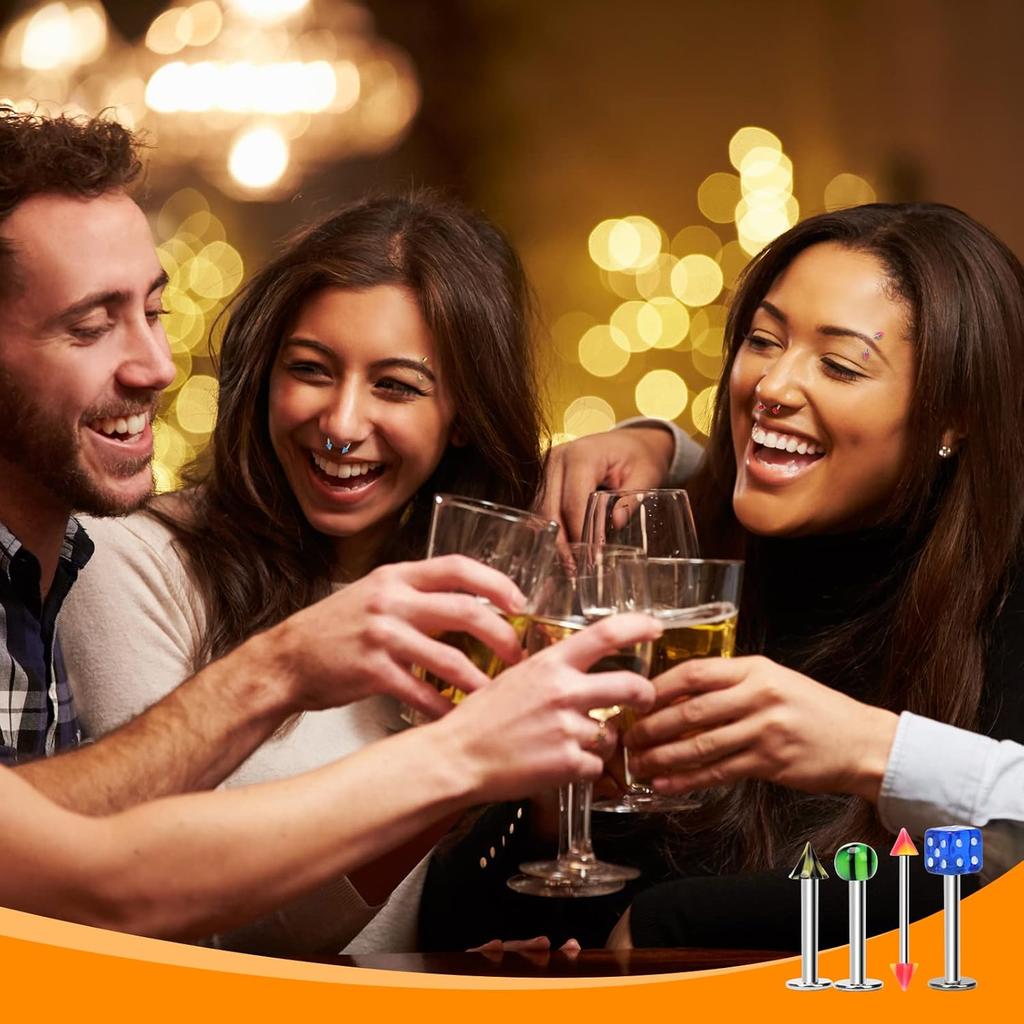 110PCS Joyería Corporal Piercing Ceja Ombligo Vientre Lengua Labio Barra Anillo