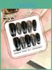 Handmade Black Cat Eye False Nails With Sparkling Rhinestones Stylish And Luxurious