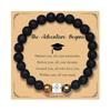 Black Matte Stone & Tiger Eye Square Cross Pendant Bracelet