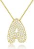 Stainless Steel Bubble Letter Initial Pendant Chunky Women Personality Jewelry Zircon Gold Plated Balloon 26 Letter Necklaces