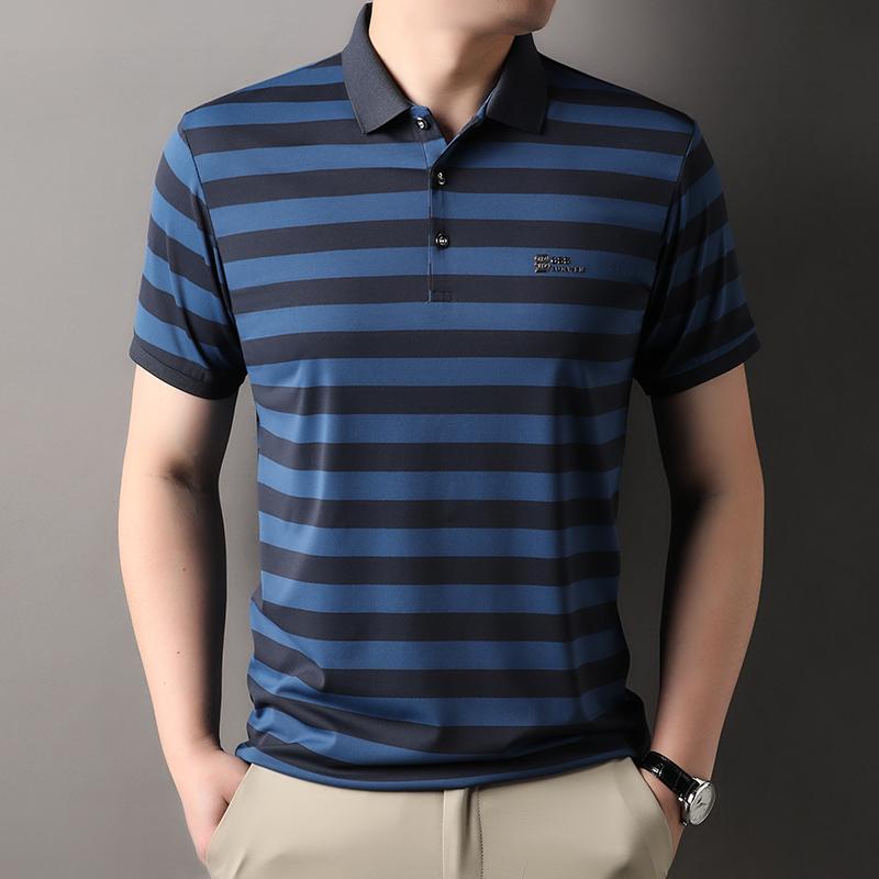 2025 New Summer Men's Lapel Short-sleeved T-shirt Business Casual Polo Shirt