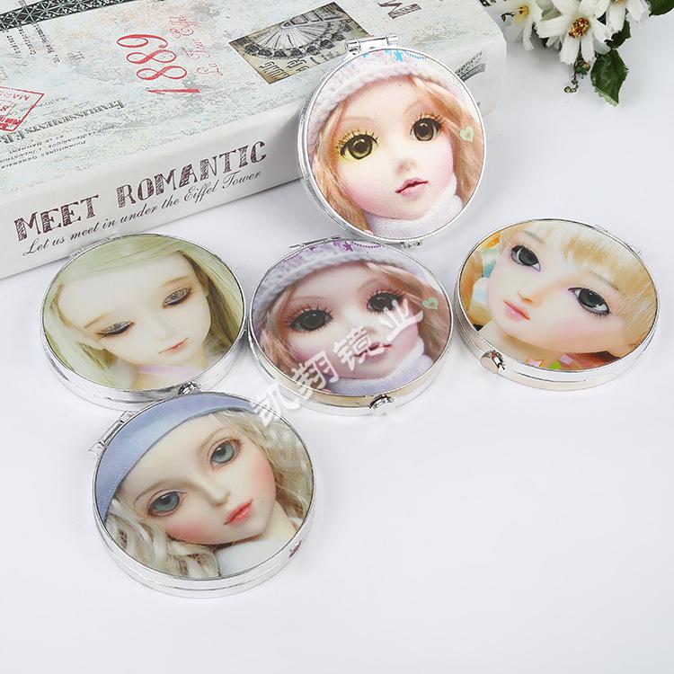 Portable Folding Makeup Mirror with Electroplated Doll Eye Design