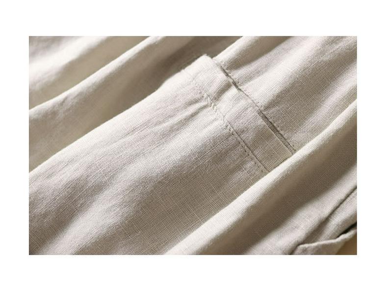 2024 Spring/Summer Women's Cotton Linen Wide-Leg Casual Nine-Point Trousers