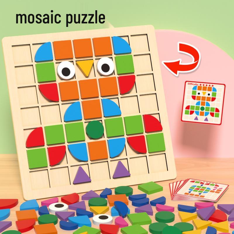 Mosaic 3D Wooden Puzzle Game for Children's Early Education and Intelligence Building