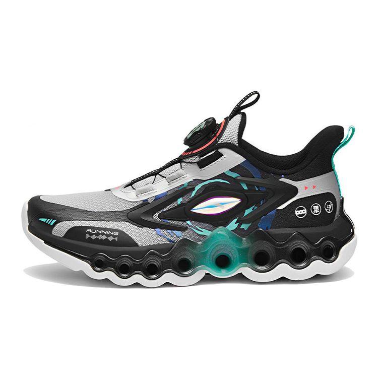Anta Youth  Energy Ring 8.0 Cushioning Non-Slip Wear-Resistant Rebound Low-Top Running Shoes Kids Running Shoes Black Green 312245581-8