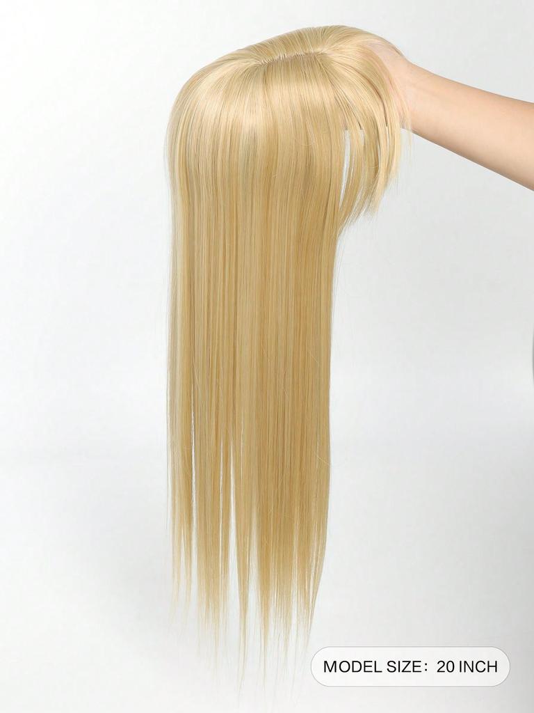 Piesă de păr sintetică lungă și dreaptă, cu breton, cap deasupra capului, husă naturală de înlocuire a părului, rezistentă la căldură, pentru femei, păr falsă