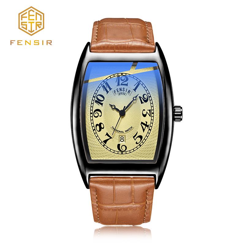 Fins Men's Tonneau Classic Blue Light Retro Business Waterproof Quartz Watch