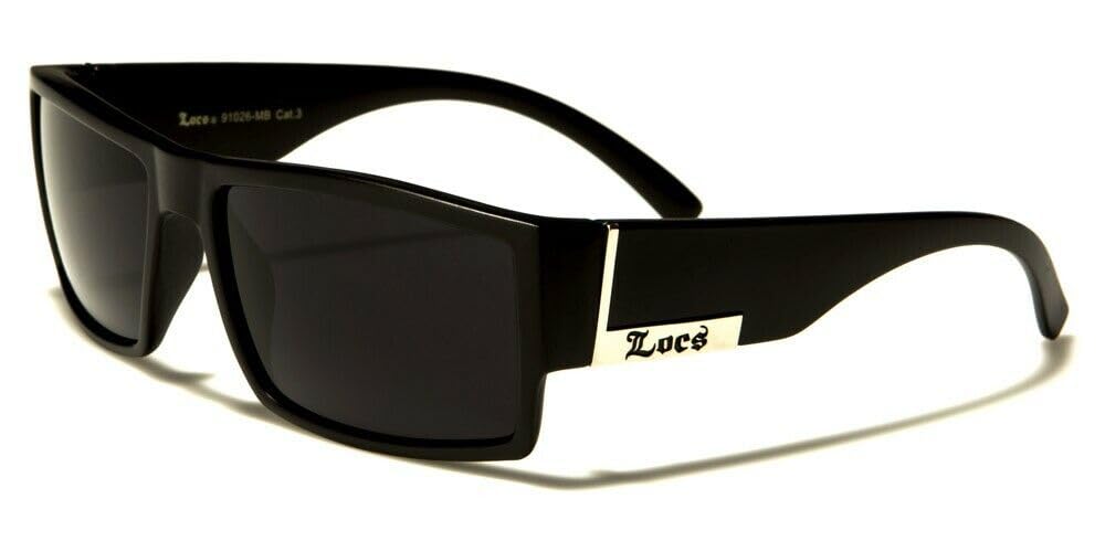 Locs Flat Top Gangster Black and Silver 91026 Men's Sunglasses, Frame,