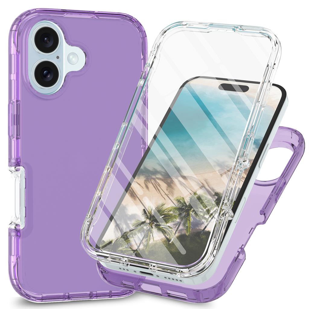 For iPhone 16 Case TPU+PC Full Protection Shockproof Phone Cover with PET Screen Guard