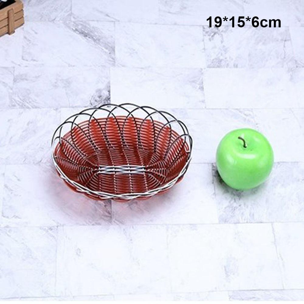 Hardness Plastic Imitation Vine Fruit Platter Brown Handwoven Bread Fruit Vegetables Plate 10 Sizes