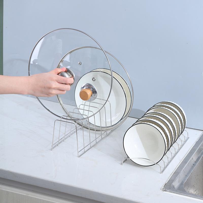 Stainless Steel Dish Draining Rack Kitchen Pot Lid Plates Storage Racks Multipurpose Shelf Bowl Drying Holder Kitchen Organizer