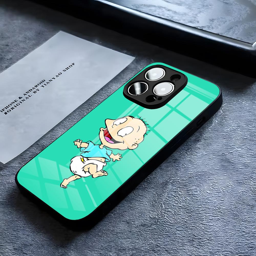 

Cartoon-R-Rugrat-Anime Phone Case For IPhone 16 15 14 Pro 11 13 12 Mini XS XR Max 6 8 7 Plus SE Glass Luxury Design Cove iPhone16
