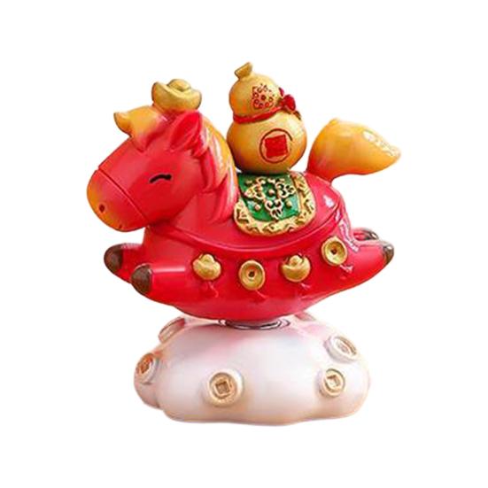 Čínské zvěrokruhové koňské sošky Rok koně Roztomilá otočná figurka koně Pryskyřice Šťastná Feng Shui ozdoba pro domácnost, kancelář, obchod Stolní dekorace