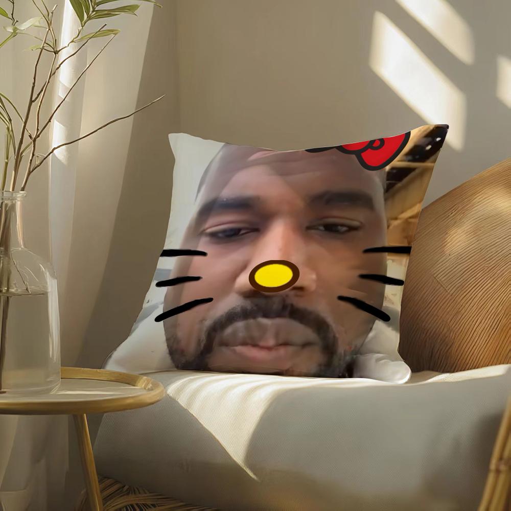 Man Funny Funny K-Kanyes W-Wests Pillow Case Double-Sided Plush Sofa Cushion Covers Organic Breathable Invisible Zipper
