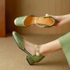 Square Toe High-heeled Sandals for Women Summer Mary Jane's Thick Heel Toe Sandal for Womens New Chinese Style Hollow Sandals