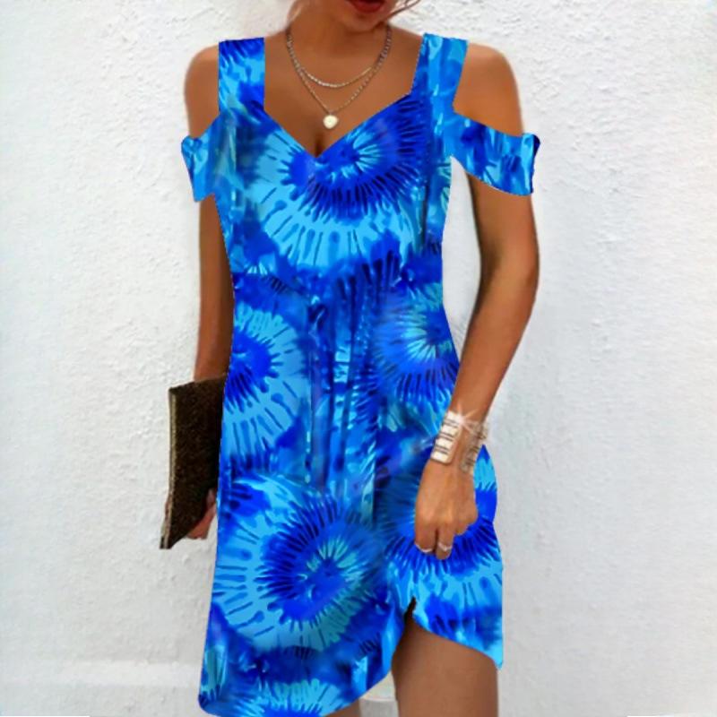 QICED Abito Estivo da Donna Stampato Temperamento Elegante