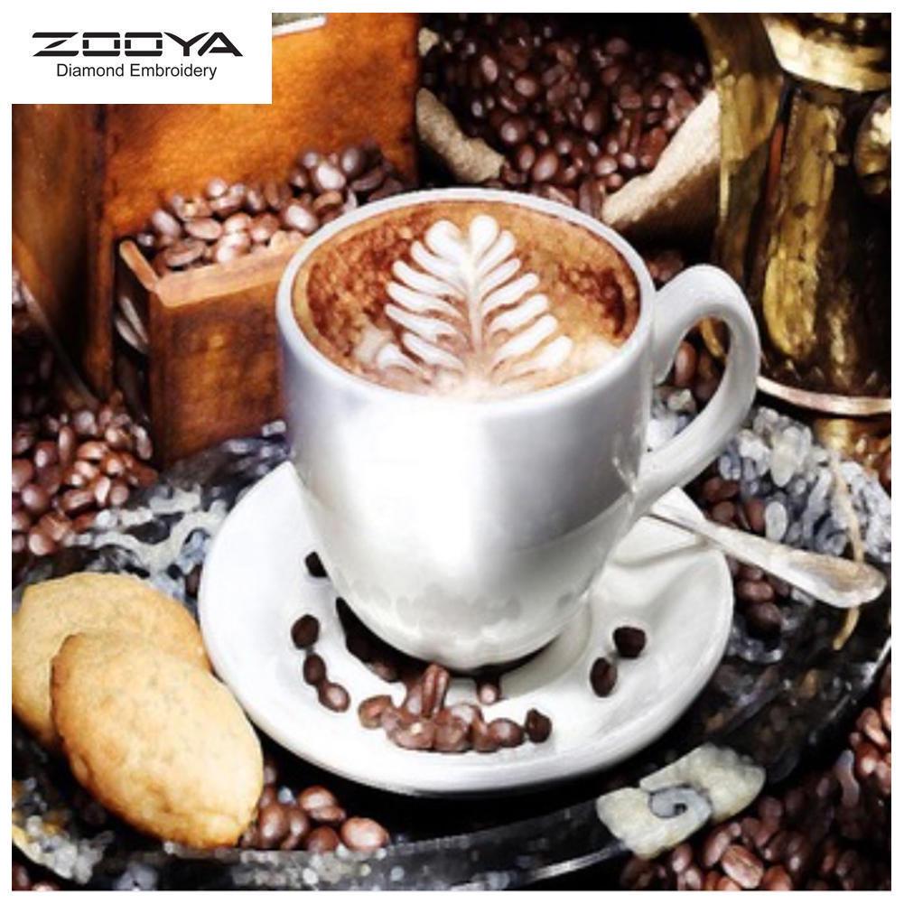 

ZOOYA 3D Алмазная вышивка Картина Вышивка крестом Круглый горный хрусталь Картина Кофейная чашка