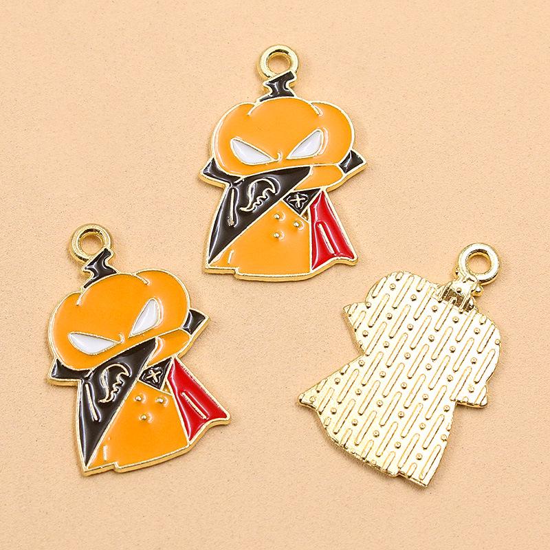 DIY Halloween Alloy Jewelry Charms: KC Gold Drip Oil Bat, Pumpkin, Ghost Pendants