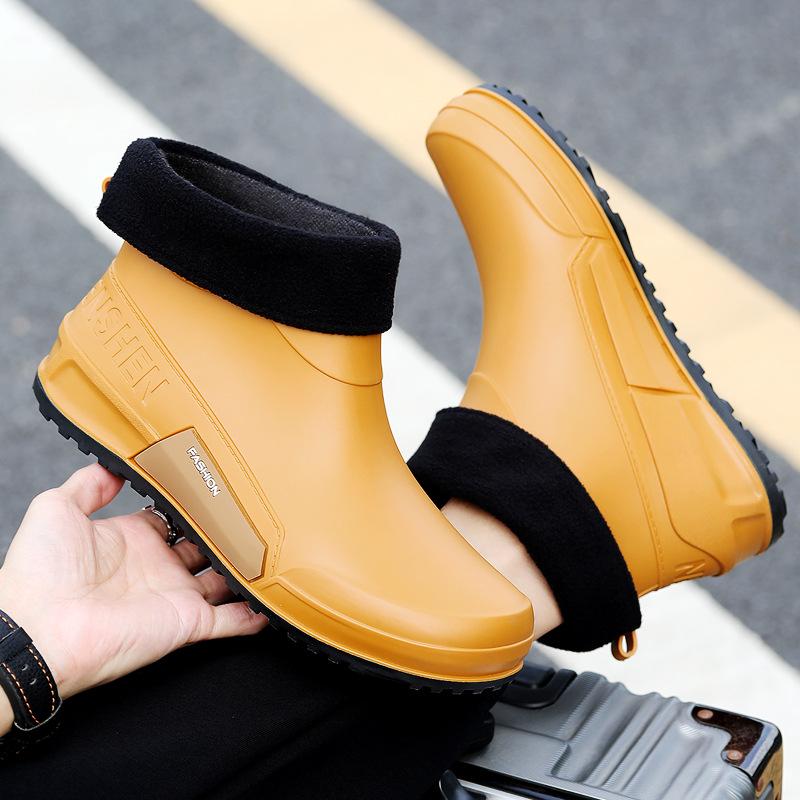 

Men s 2024 Waterproof Cotton-Lined Non-Slip Short Rain Boots 39