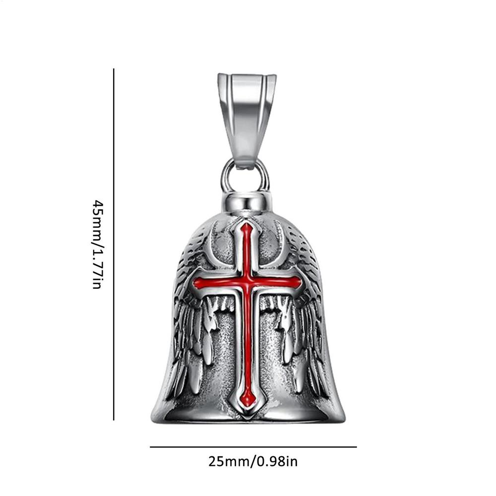 Cross Lucky Bell Angel Wings Motorcycle Bell Pendant Keychain Punk Rock Men's Riding Party Amulet Exorcism Jewelry Accessories