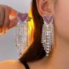 Silver Needle with Diamonds, Love Fringed Earrings, Personalized Fashion and Sweet Earrings, Light Luxury and High-end Earrings.
