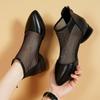 New Arrive Summer Sexy Mesh Ankle Boots 2025 Pointed Toes Low Heels Ladies Short Boots Chunky Heels Spring Back Zipper Shoes
