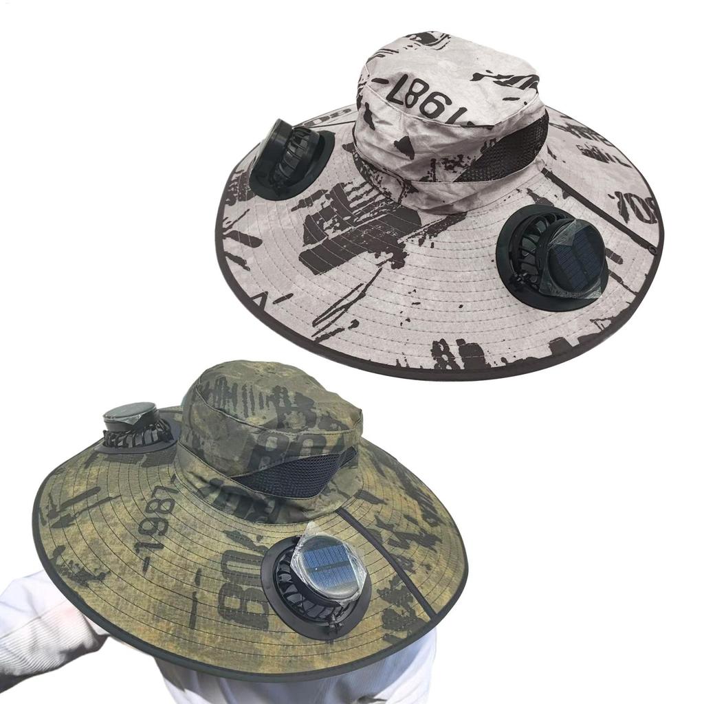 Outdoor UV/Heat Protection Sun Hat Bucket Fishing Hat Summer Wide Brimmed Sun Hat Fishing Hat Fisherman Hat Solar Fan Cap