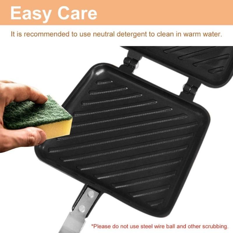 Double-Sided Frying Pan,Non-Stick Grilled Sandwich and Panini Maker, Waffle Pancake Griddle Pan Kitchen Tortillas Sandwich Maker