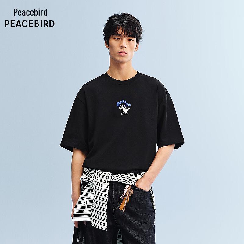 PEACEBIRD Men s Skateboard Dog Embroidered T-shirt L