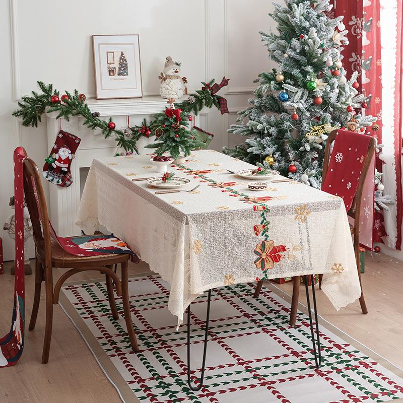 Christmas Day Decorative Tablecloth Christmas Stockings Coffee Table Table Embroidery Tablecloth Atmosphere Table Cloth Party