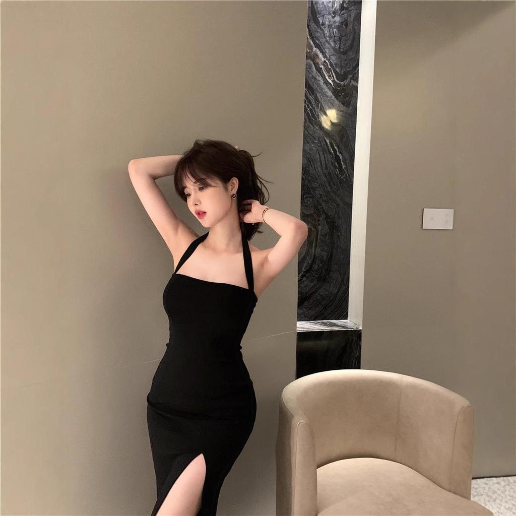Pure and Desire Royal Sister Neck Dress Pure Desire To Look Thin Advanced Waist Dress Split Forked High Waist Skirt