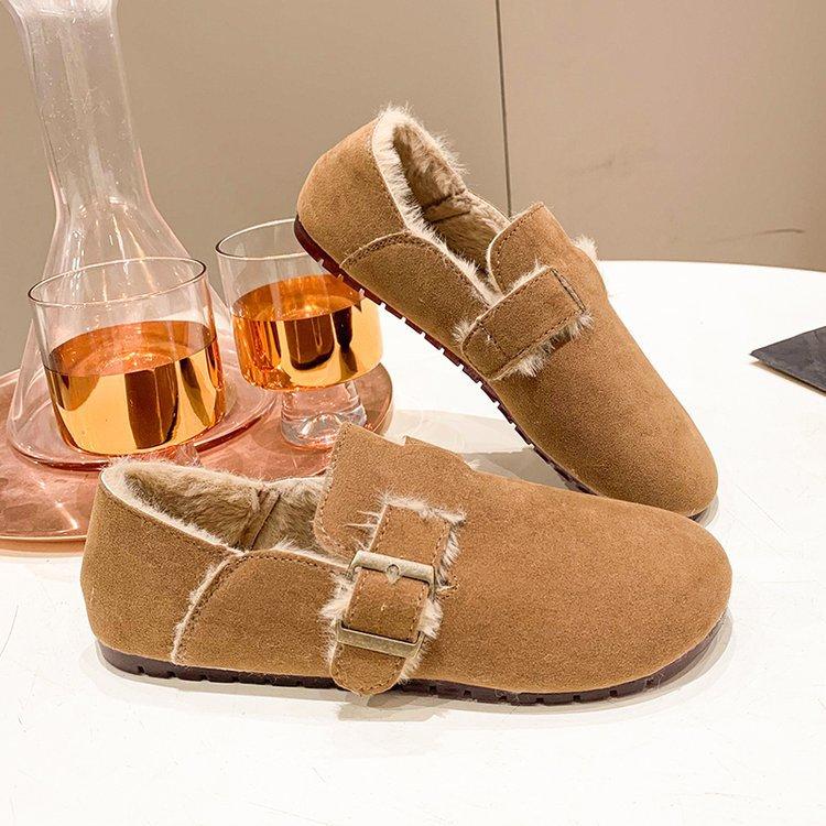 Fleece soft-soled shoes women's retro one-pedal two-wear casual versatile lazy