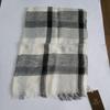Used Black and white organic cotton and linen blend stole, monotone