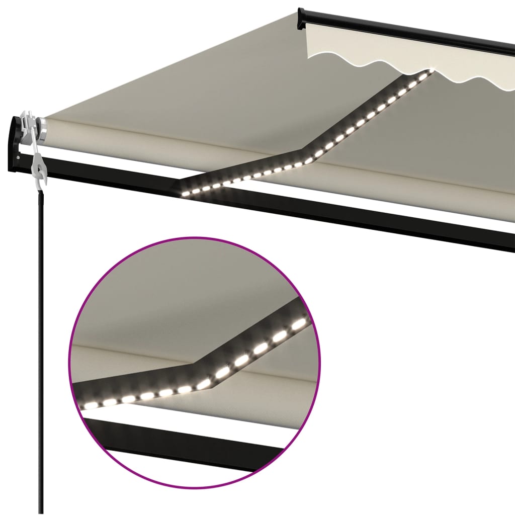 Automatic Awning with LED Lights & Wind Sensor 400 X 350 Cm Cream