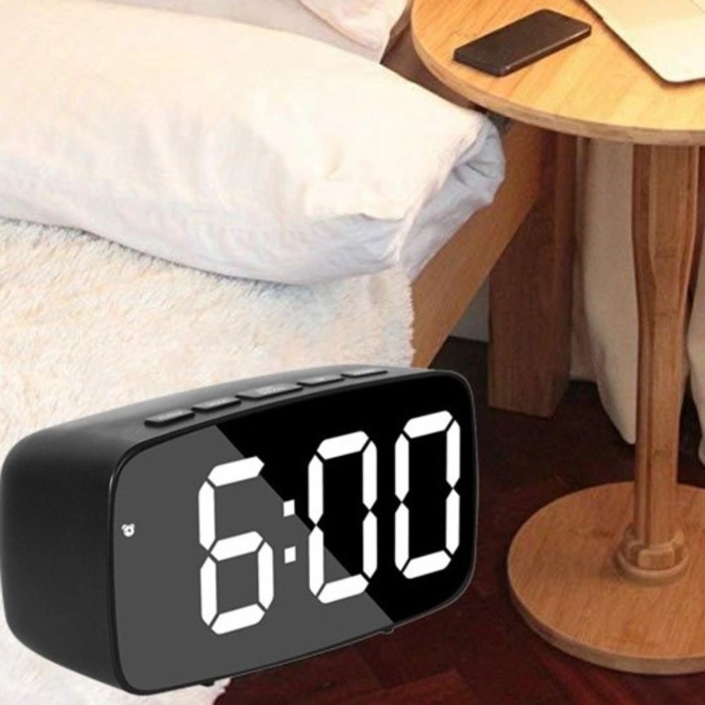 Temperature Display LED Desk Clock 12/24H Display Mirror Digital Alarm Clock  Office