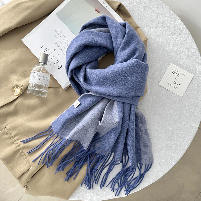 Creative and simple two-color double-sided design feeling warm wool scarf autumn and winter women's high-end feeling elegant temperament shawl