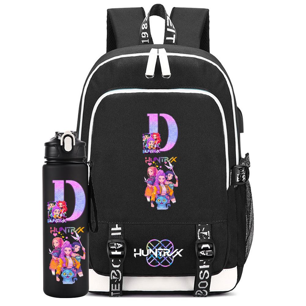 2Pcs/set Cartoon Backpack Large Capacity Bookbag With 750ml Water Bottler Laptop Student Boy Girl School Bag Travel Bag Kid Gift