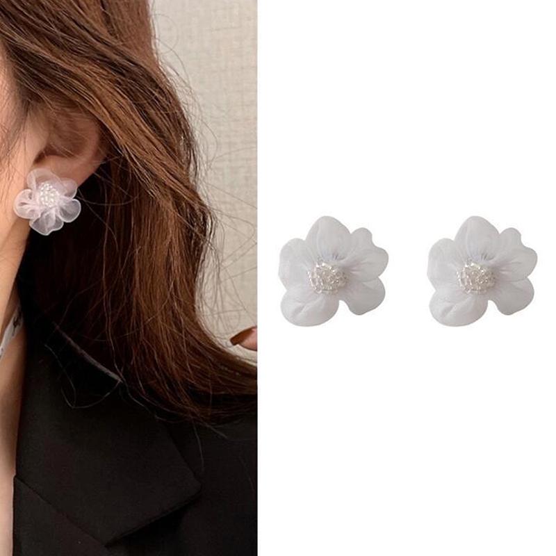 

Flower Earrings Sweet Pearl Flower Earrings Petal Simple All-Match Earrings Lace Earrings белый