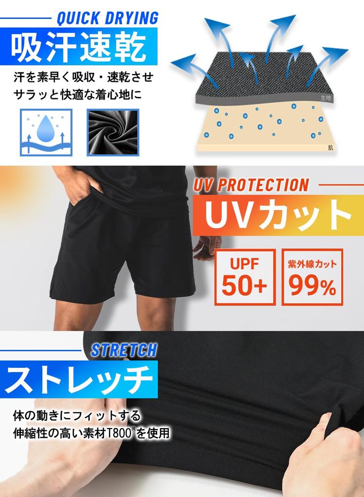 Amphibische Badeshorts Badehose L Schwarz [Astraia Avant] Herren [AA33-00-L]