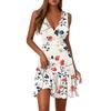 Ladies Casual Fashion V-Neck Sleeveless  Print Dress