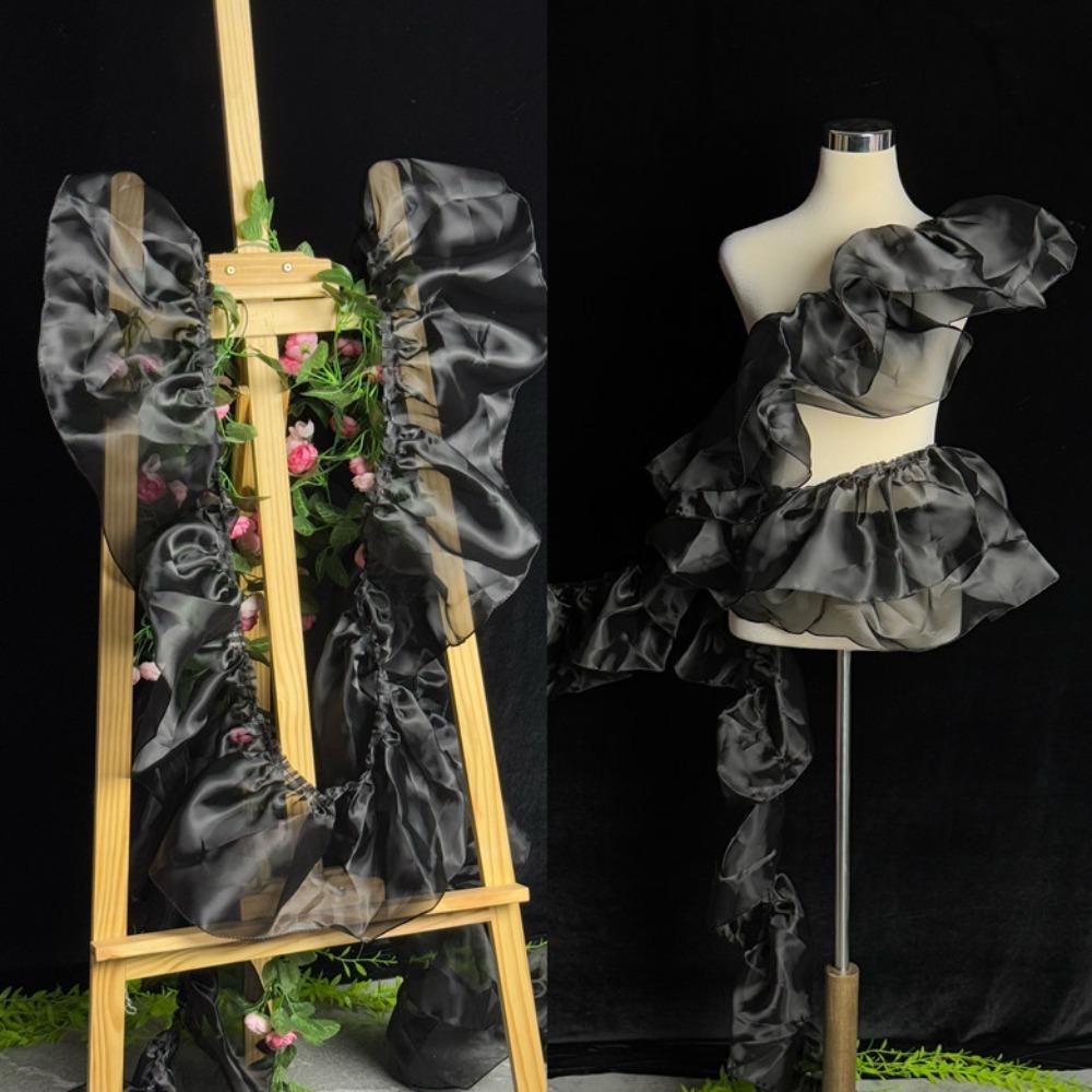 Nowa Koronka Organza Szerokość 20CM Jednokolorowa Plisowana Kształt Zmarszczenia Zakręcone Brzegi Materiał do Dekoracji DIY Falbana Materiał do Szycia