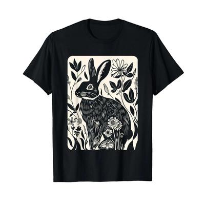 Easter Rabbit Flowers Nature Bunny Lovers Unisex Girls T Shirt Vintage Breathable Versatile Graphic Top For Everyday Wear
