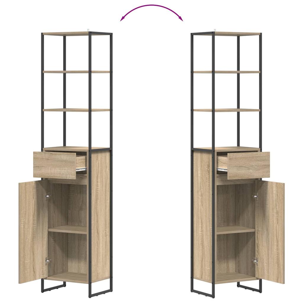 Bathroom Cabinet with Door Sonoma 40 X 30 X 180 Cm Engineered Wood