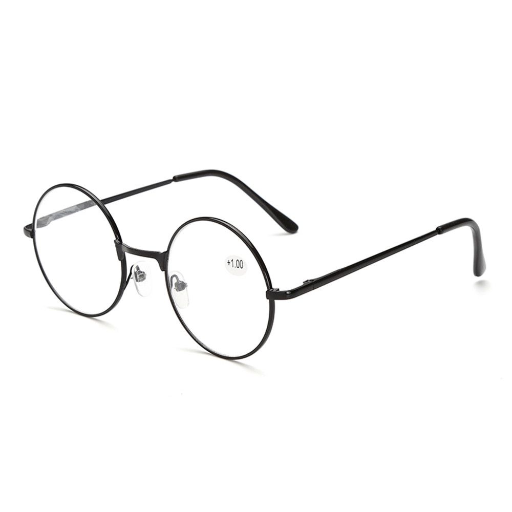 1Pc Round Frame Metal Spring Hinge Reading Glasses Ultra Light Resin Eyeglasses Magnifying Vision Care +1.00~+4.0 Diopter
