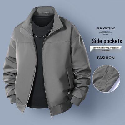 Men's Trendy Loose-fit Stand-up Collar Bomber Jacket - Casual Autumn Baseball Style Workwear