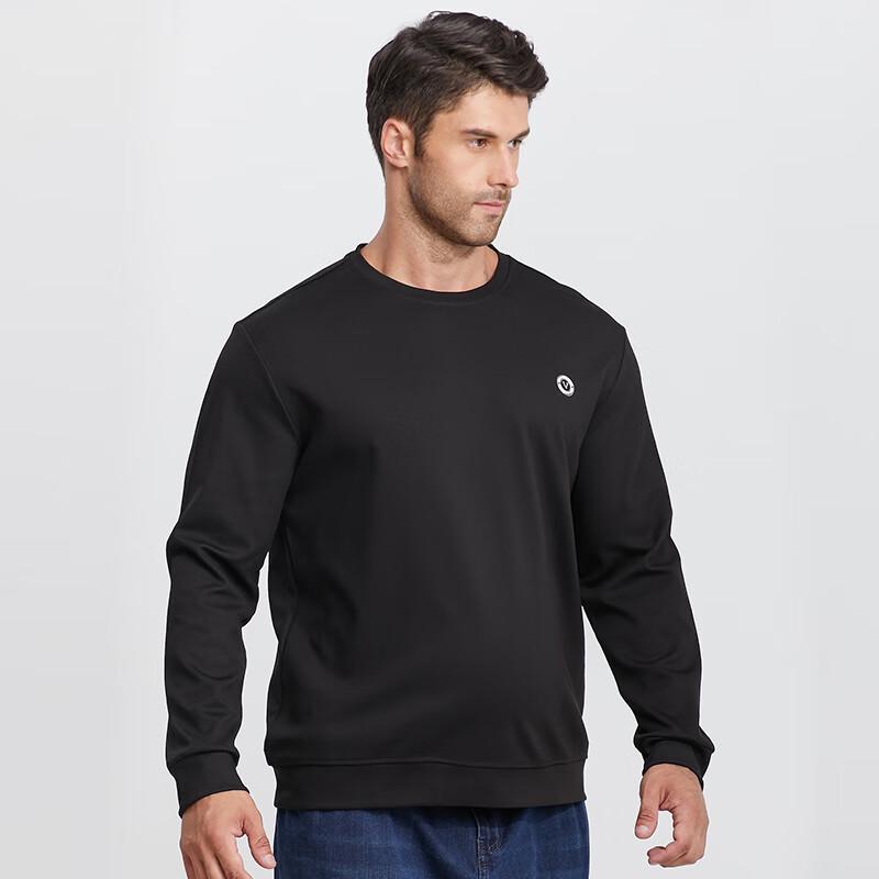 Dibenze Men's Plus Size Solid Long-Sleeve Crewneck Sweatshirt