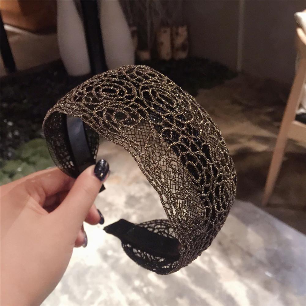 Fashion Women Lace Hairbands Wide Hair Hoop No-slip Lady Flower Hollow Headbands with Teeth Elegant Female Hair Accessories