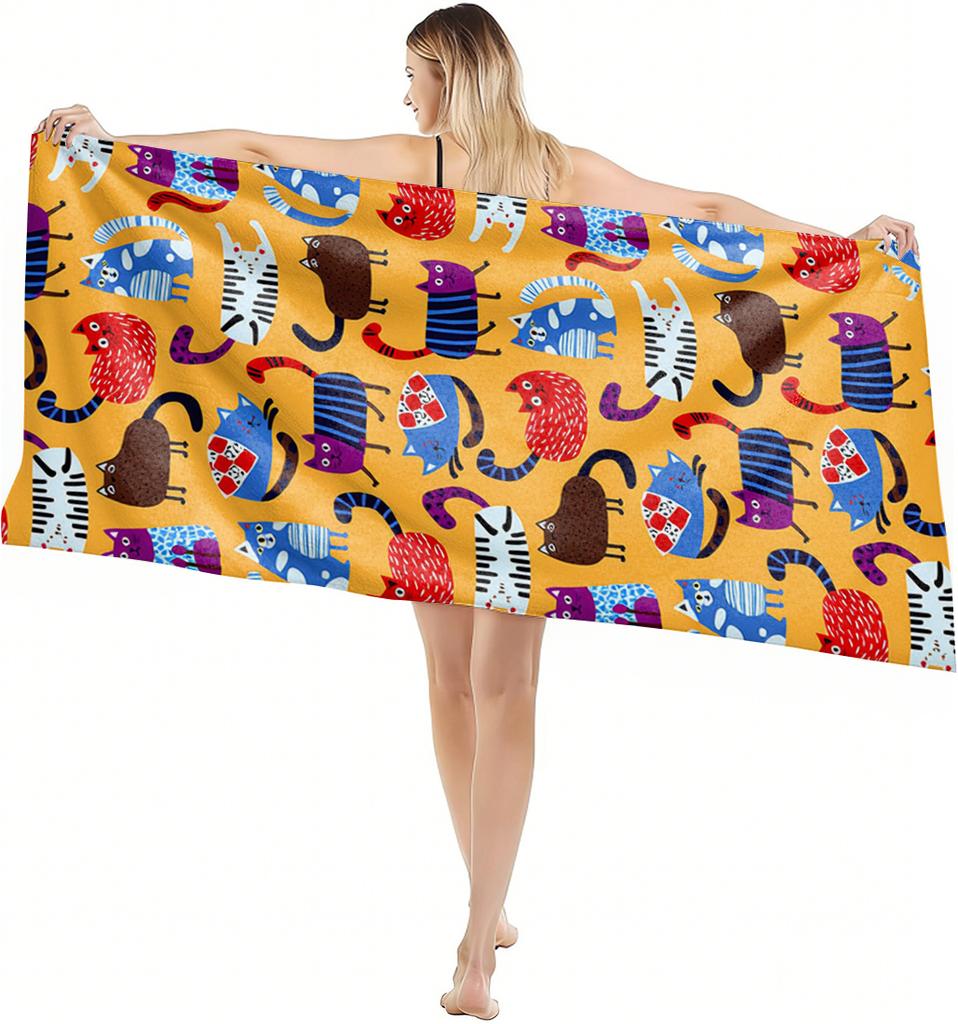 1PC Towel Cute Dinosaur silhouette art pattern Perfect gifts Quick-Dry Beach Towel For Yoga Tourism Beach GYM Camping Swimming