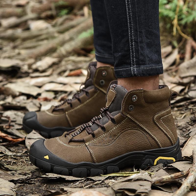 

Ботинки из натуральной кожи с хлопковой подкладкой, мужские зимние ботинки с бархатом, повседневные теплые ботинки для походов, дорожная обувь, мужские высокие ботинки 44