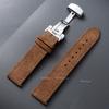 18mm 19mm 20mm 22mm Vintage Suede Cowhide Watch Strap Butterfly Buckle Handmade Stitching Soft Watch Band Quick Release Bracelet